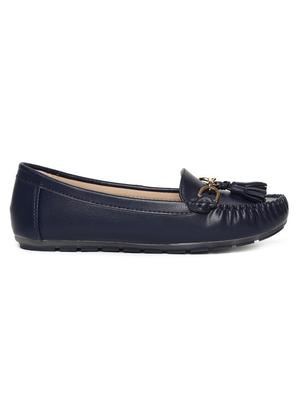 navy pu slip on loafers - 16130019 - Standard Image - 2