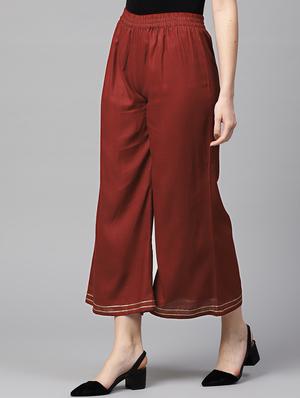 high rise lace trim palazzo - 16130262 - Standard Image - 2