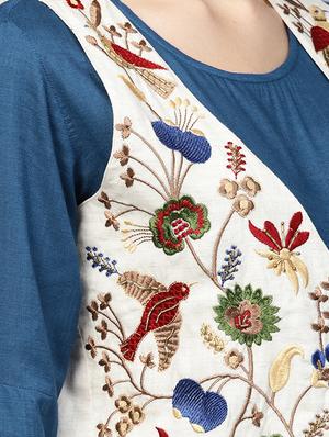Embroidered jacket flared kurta - 16130291 - Standard Image - 5