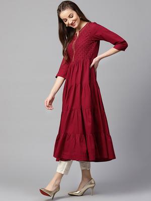 solid tiered kurta - 16130297 - Standard Image - 2