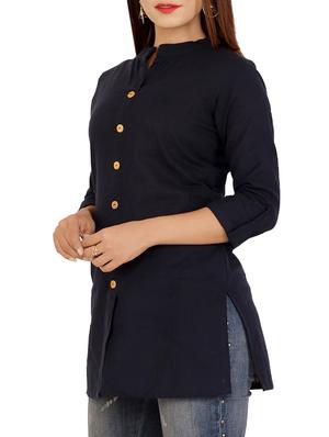 Black Solid kurti - 16130869 - Standard Image - 2