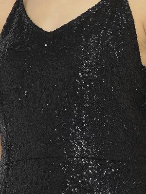 front overlap sequined asymmetric dress - 16131734 - Standard Image - 5