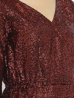 front overlap sequined sheath dress - 16131738 - Standard Image - 5
