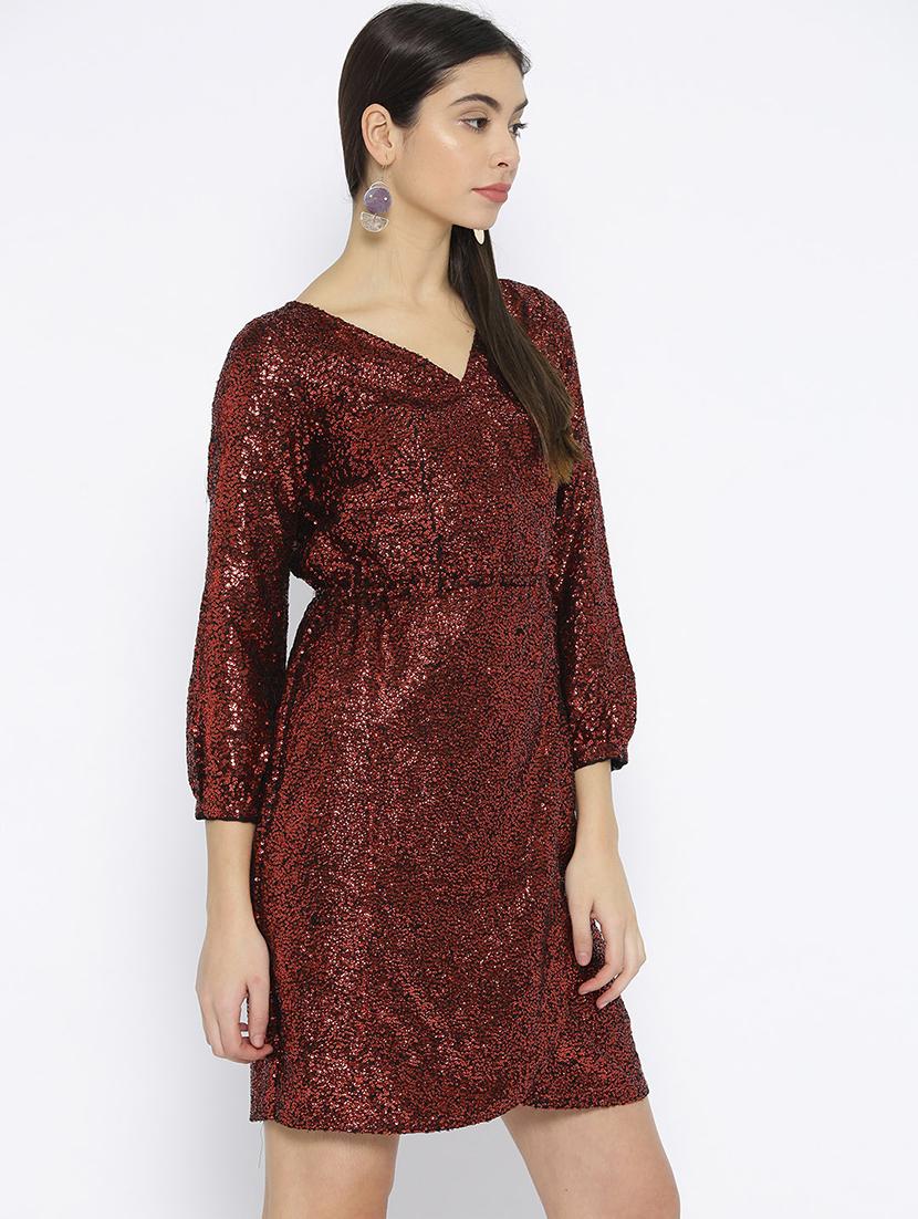 front overlap sequined sheath dress - 16131738 - Zoom Image - 2