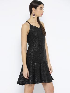 criss cross back sequined a-line dress - 16131743 - Standard Image - 2