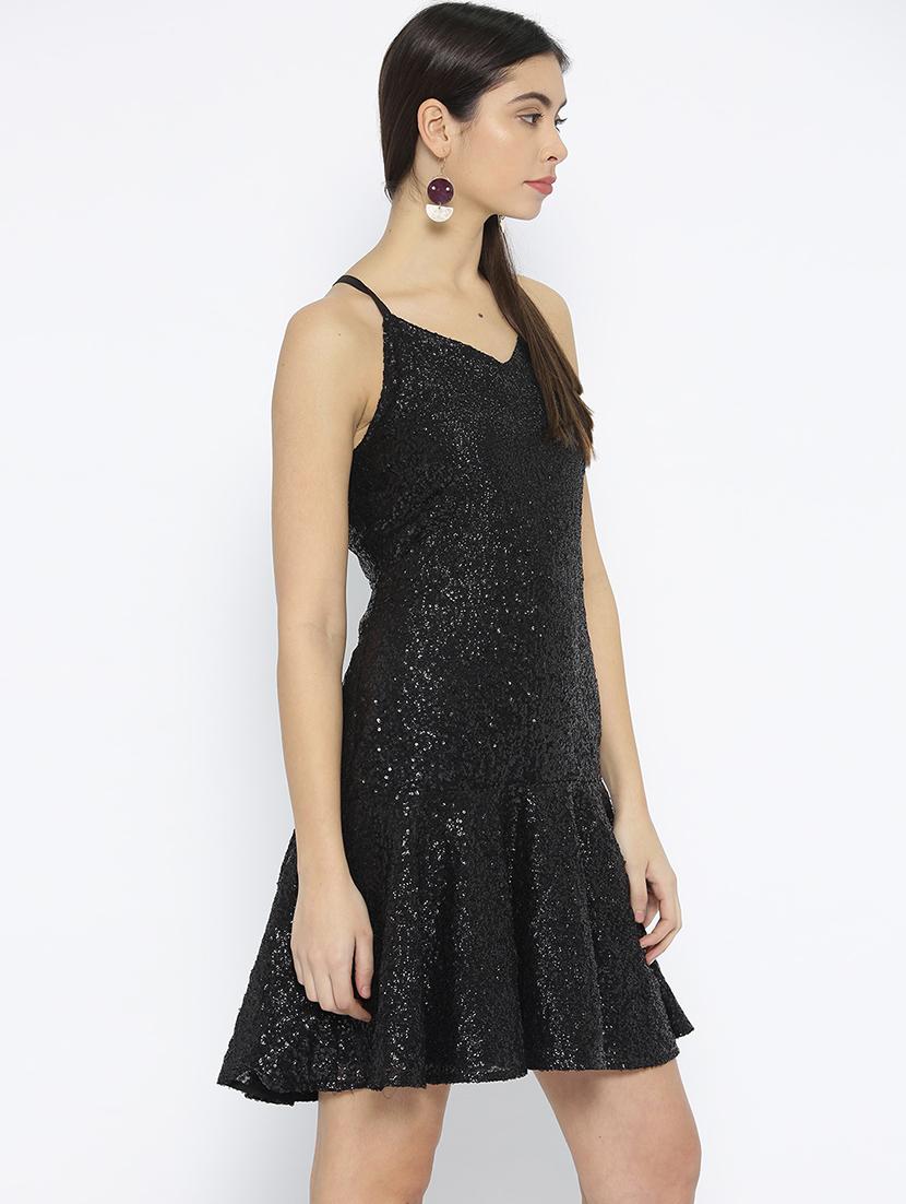 criss cross back sequined a-line dress - 16131743 - Zoom Image - 2