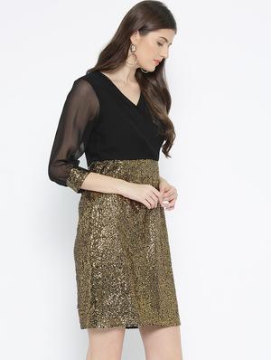 sheer sleeved sequined sheath dress - 16131751 - Standard Image - 2