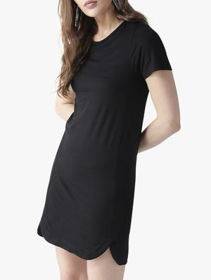 round neck solid shift dress - 16134470 - Standard Image - 2