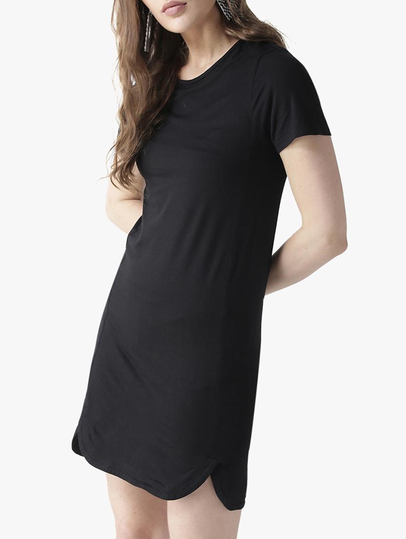 round neck solid shift dress - 16134470 - Zoom Image - 2