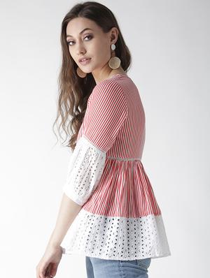 schiffli panel striped top - 16134483 - Standard Image - 2