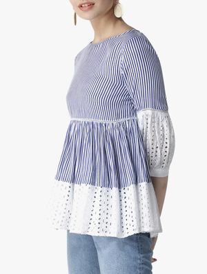 schiffli panel striped top - 16134485 - Standard Image - 2