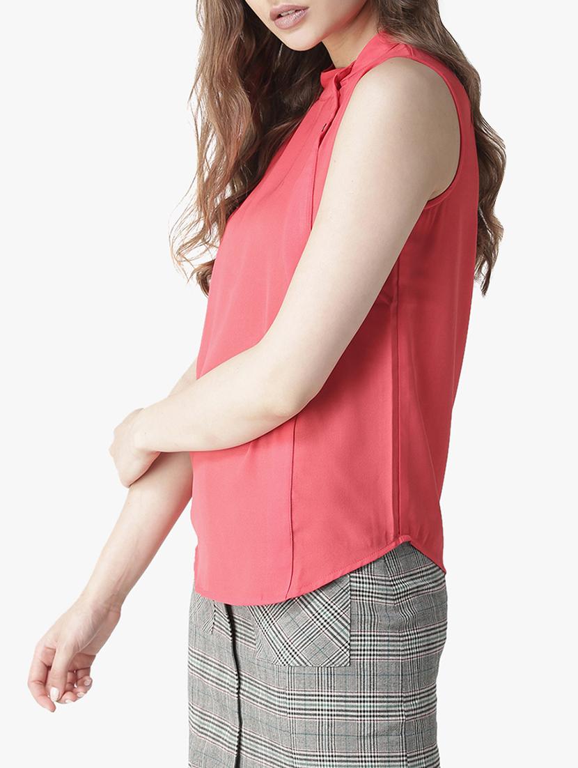 mock neck button detail top - 16134487 - Zoom Image - 2