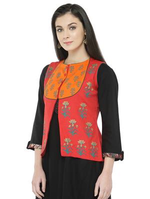 floral block printed jacket - 16134887 - Standard Image - 2