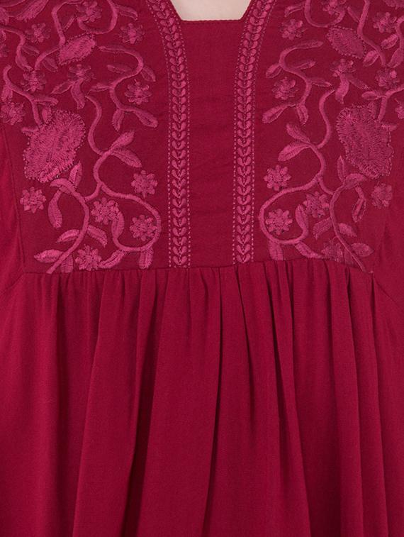 gather detail embroidered tunic - 16135001 - Zoom Image - 5