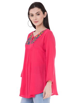 gather detail embroidered tunic - 16135007 - Standard Image - 2