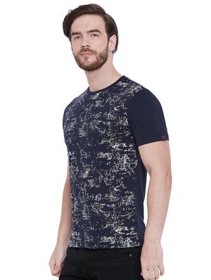navy blue front print t-shirt - 16135622 - Standard Image - 2