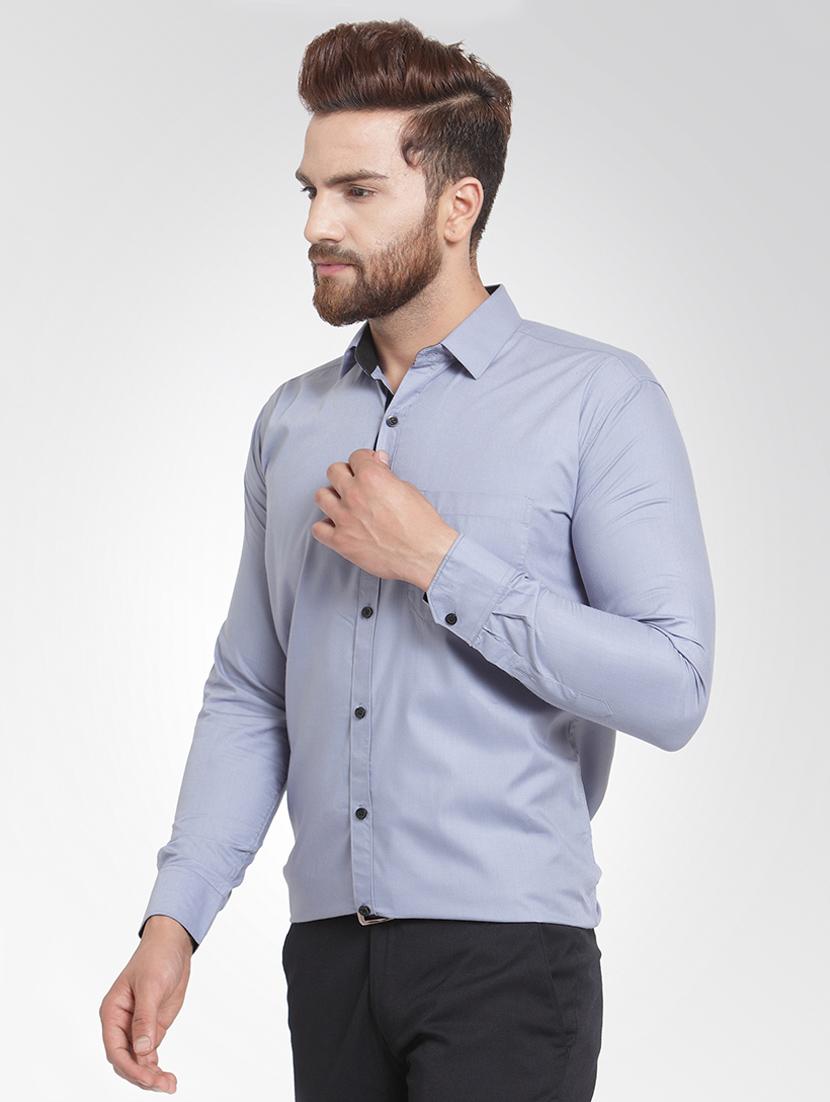 grey solid formal shirt - 16137212 - Zoom Image - 2