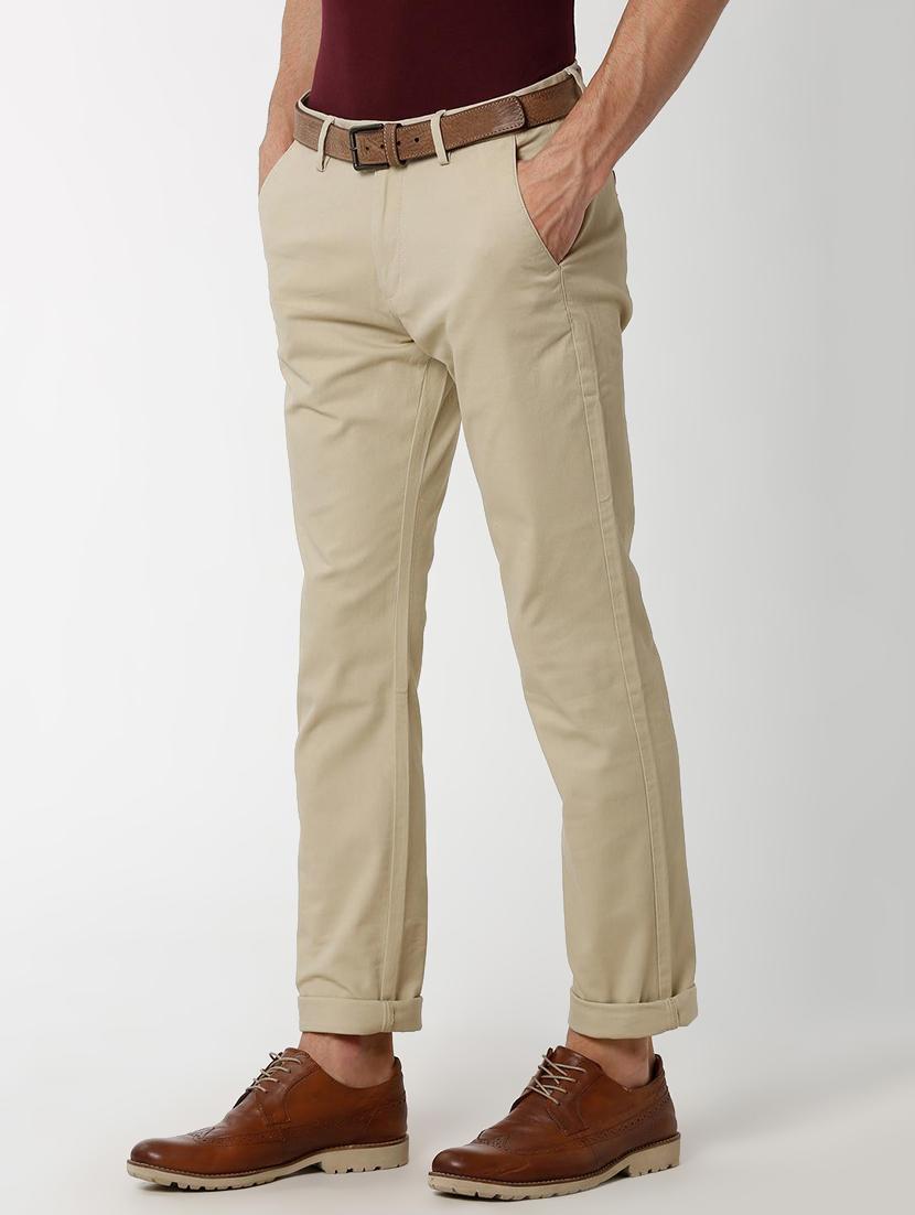 beige solid chinos - 16137403 - Zoom Image - 2
