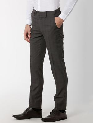 grey polyester blend flat front formal trouser - 16137414 - Standard Image - 2