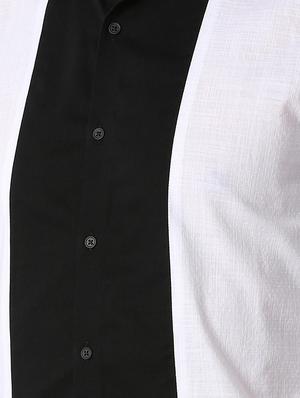white color block casual shirt - 16137423 - Standard Image - 5