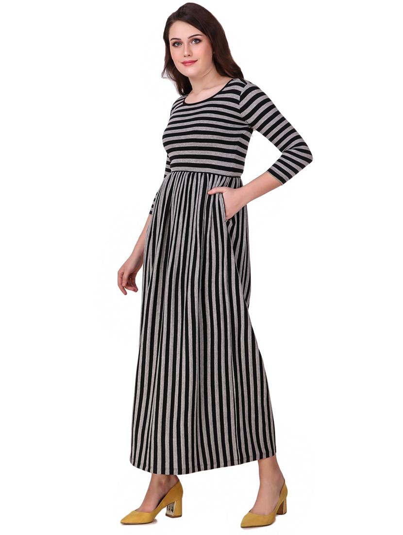 pocket detail striped maxi dress - 16137578 - Zoom Image - 2