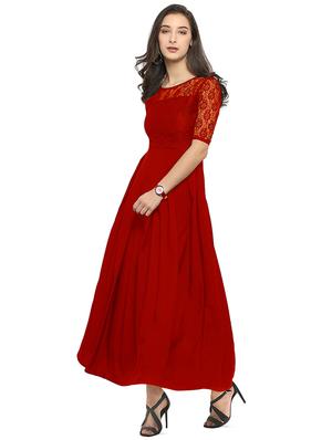 pleated lace maxi dress - 16137781 - Standard Image - 2