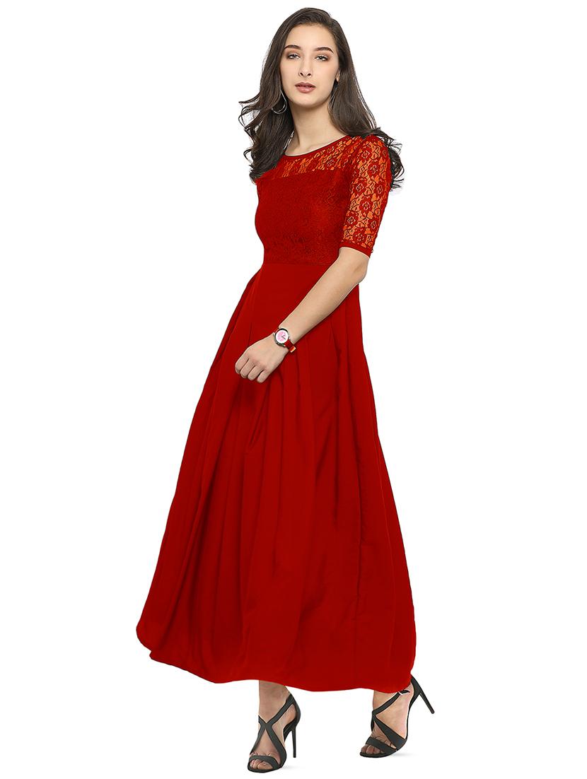 pleated lace maxi dress - 16137781 - Zoom Image - 2