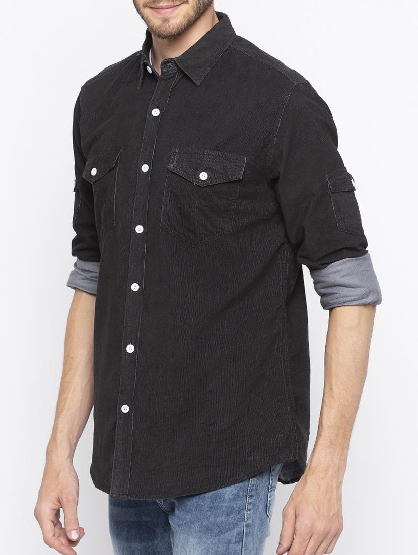black cotton casual shirt - 16139112 - Zoom Image - 2
