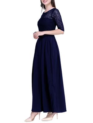 lace detail pleated maxi dress - 16139824 - Standard Image - 2