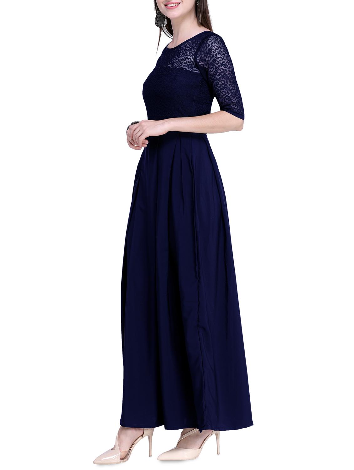 lace detail pleated maxi dress - 16139824 - Zoom Image - 2