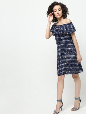 printed off shoulder dress - 16139940 - Standard Image - 2