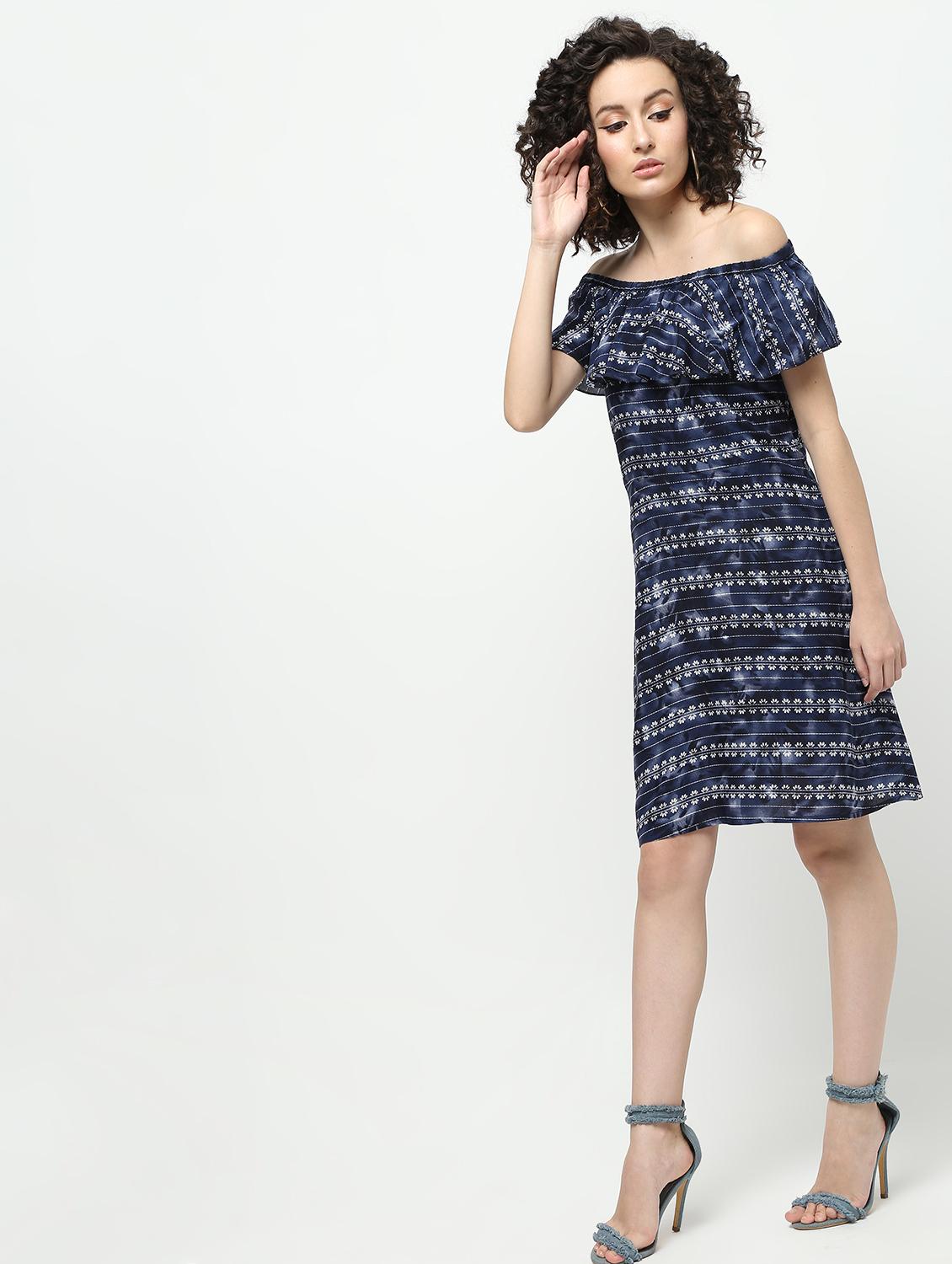 printed off shoulder dress - 16139940 - Zoom Image - 2