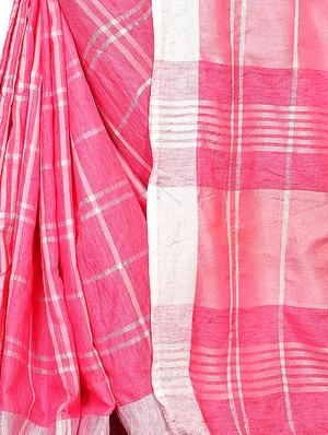 checkered woven saree with blouse - 16140124 - Standard Image - 2