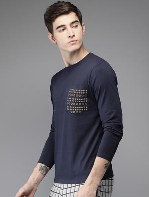 navy blue embellished pocket tshirt - 16140792 - Standard Image - 2