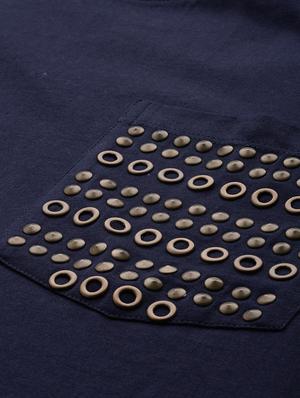 navy blue embellished pocket tshirt - 16140792 - Standard Image - 5