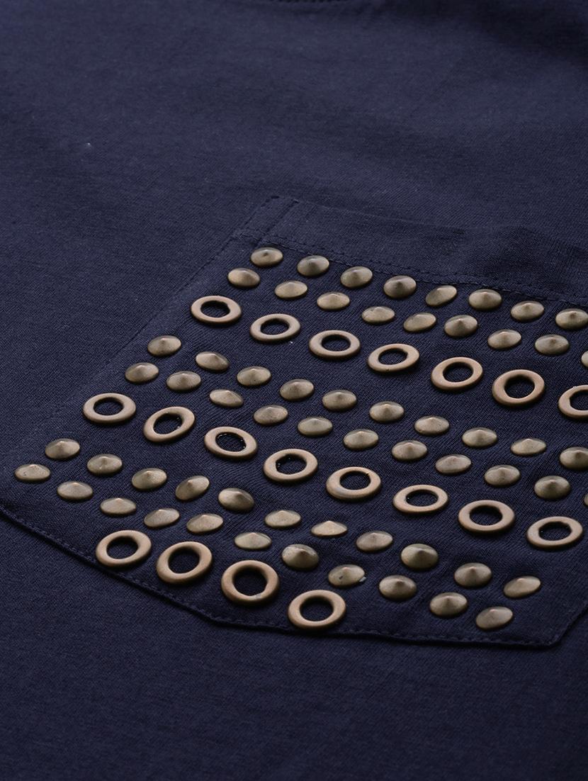 navy blue embellished pocket tshirt - 16140792 - Zoom Image - 5