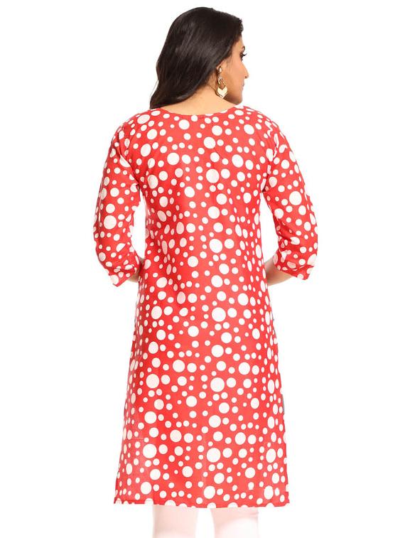 Polka dots straight kurta - 16140902 - Zoom Image - 2