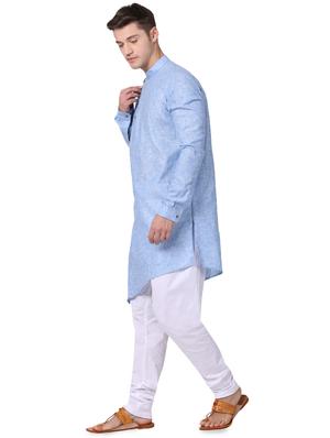 blue khadi asymmetric kurta - 16141819 - Standard Image - 2