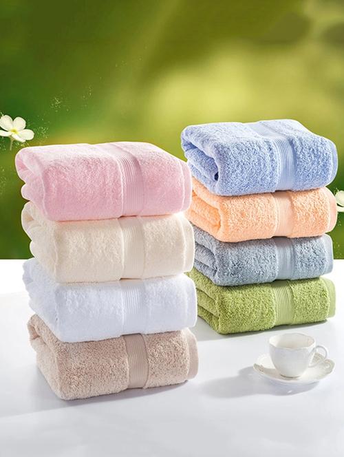 Plain 450 GSM Large Bath towel pack of 8 - 16141868 - Very Small Image - 1