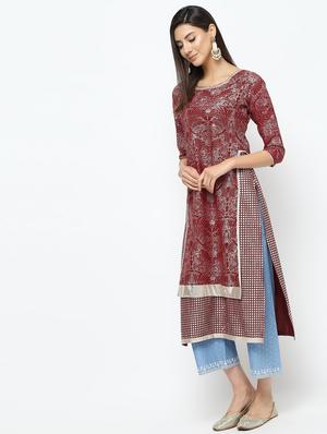 foil printed layered kurta - 16141897 - Standard Image - 2