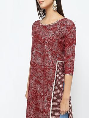 foil printed layered kurta - 16141897 - Standard Image - 5