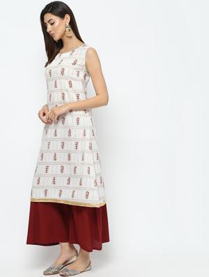 printed a-line kurta with jacket - 16141903 - Standard Image - 2