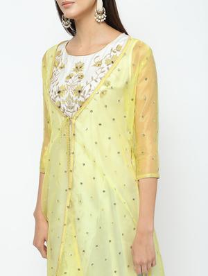 embroidered kurta with jacket - 16141905 - Standard Image - 5