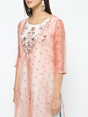 embroidered kurta with jacket - 16141906 - Standard Image - 5