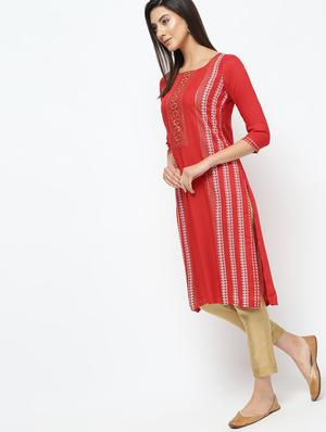 printed straight kurta - 16141913 - Standard Image - 2