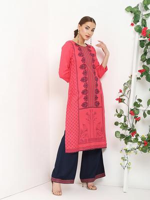 block printed kurta palazzo set - 16141928 - Standard Image - 2