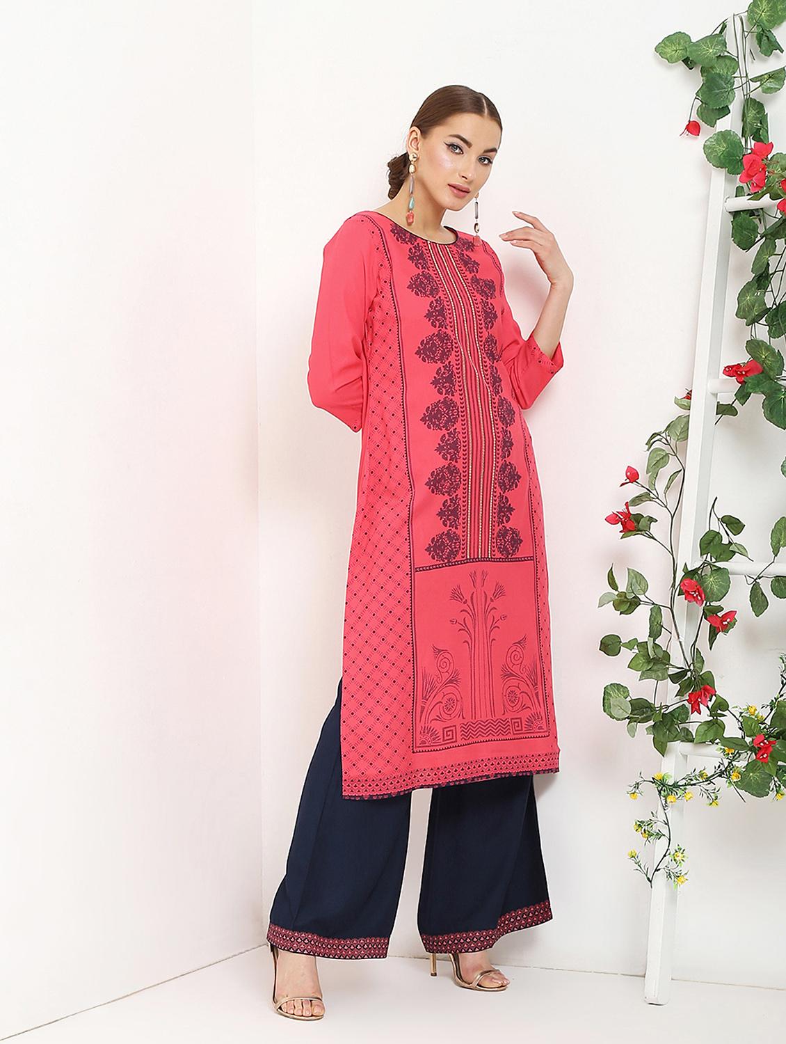 block printed kurta palazzo set - 16141928 - Zoom Image - 2