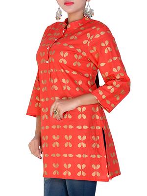 foil print straight kurti - 16142140 - Standard Image - 2