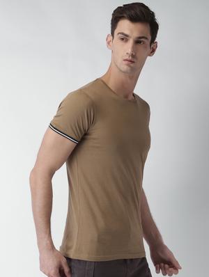 brown solid t-shirt - 16142308 - Standard Image - 2