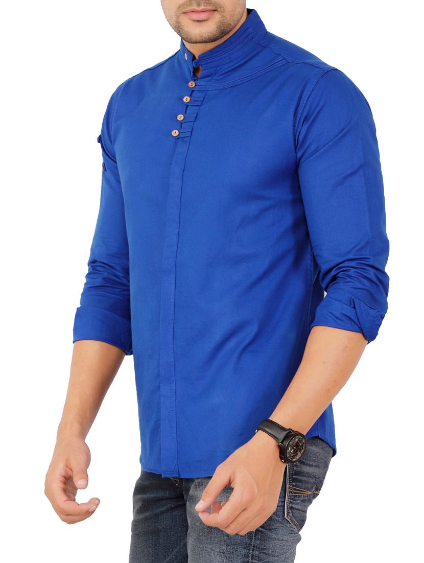 blue solid casual shirt - 16142437 - Zoom Image - 2